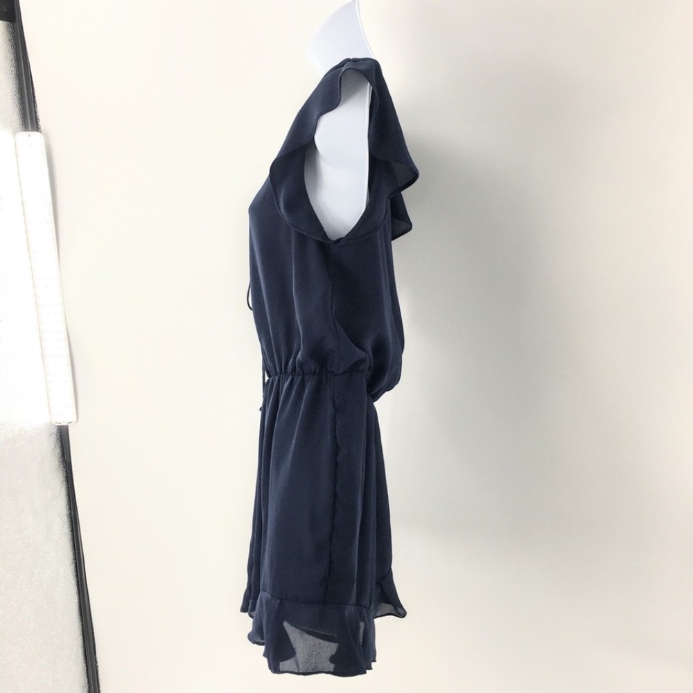 Everly Womens Romper Flutter Sleeves Elastic Waist Summer Tie Feminine Navy Sz - Picture 5 of 15
